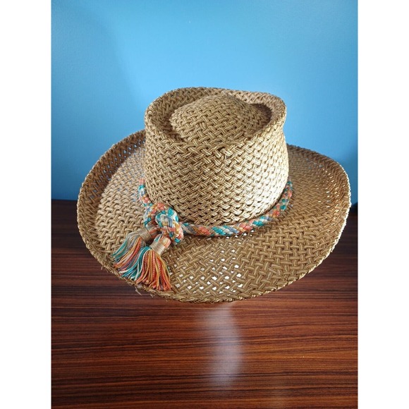 Firethorn Natural Straw Hat Multicolor Braided Ribbon Tassel - Picture 5 of 16